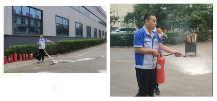 隨后，集團(tuán)消防安全員為廣大職工講解滅火器和消防水槍的使用方法，并現(xiàn)場演示。廣大員工積極參與到教學(xué)演練當(dāng)中，進(jìn)一步鞏固消防培訓(xùn)知識(shí)。